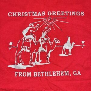 Bethlehem Georgia Post Office Red Christmas Card Stamp Hanes T Shirt Adult S‎